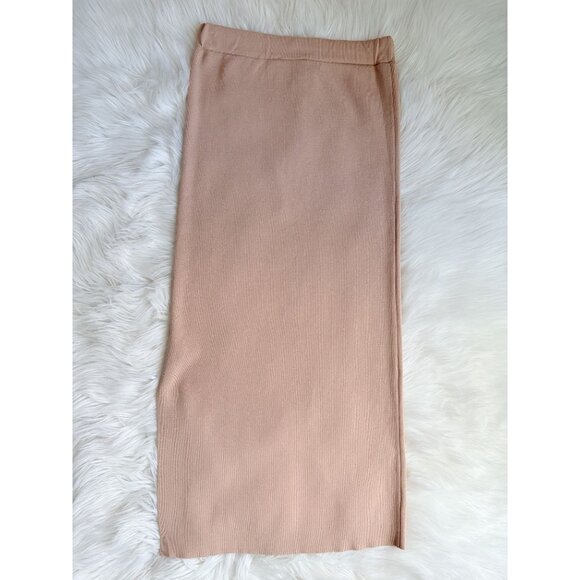 Legoe. Heritage Crepe Knit Tan Maternity Maxi Skirt Stretch XS - Picture 7 of 7